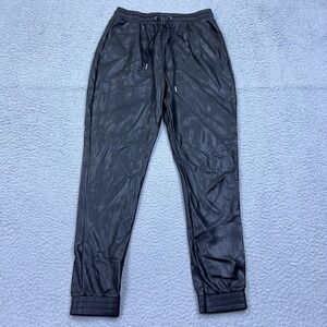Avec Les Filles Anthropologie Black‎ Faux Leather Joggers Pants XS Womens Casual